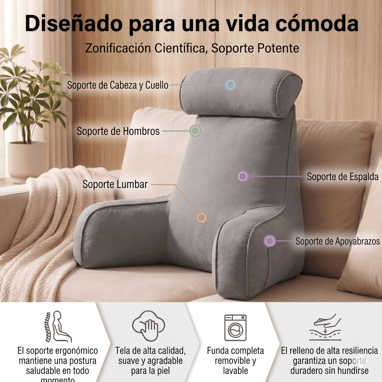 Cojin Memory Foam Reposaespalda Para Leer O Descansar-2