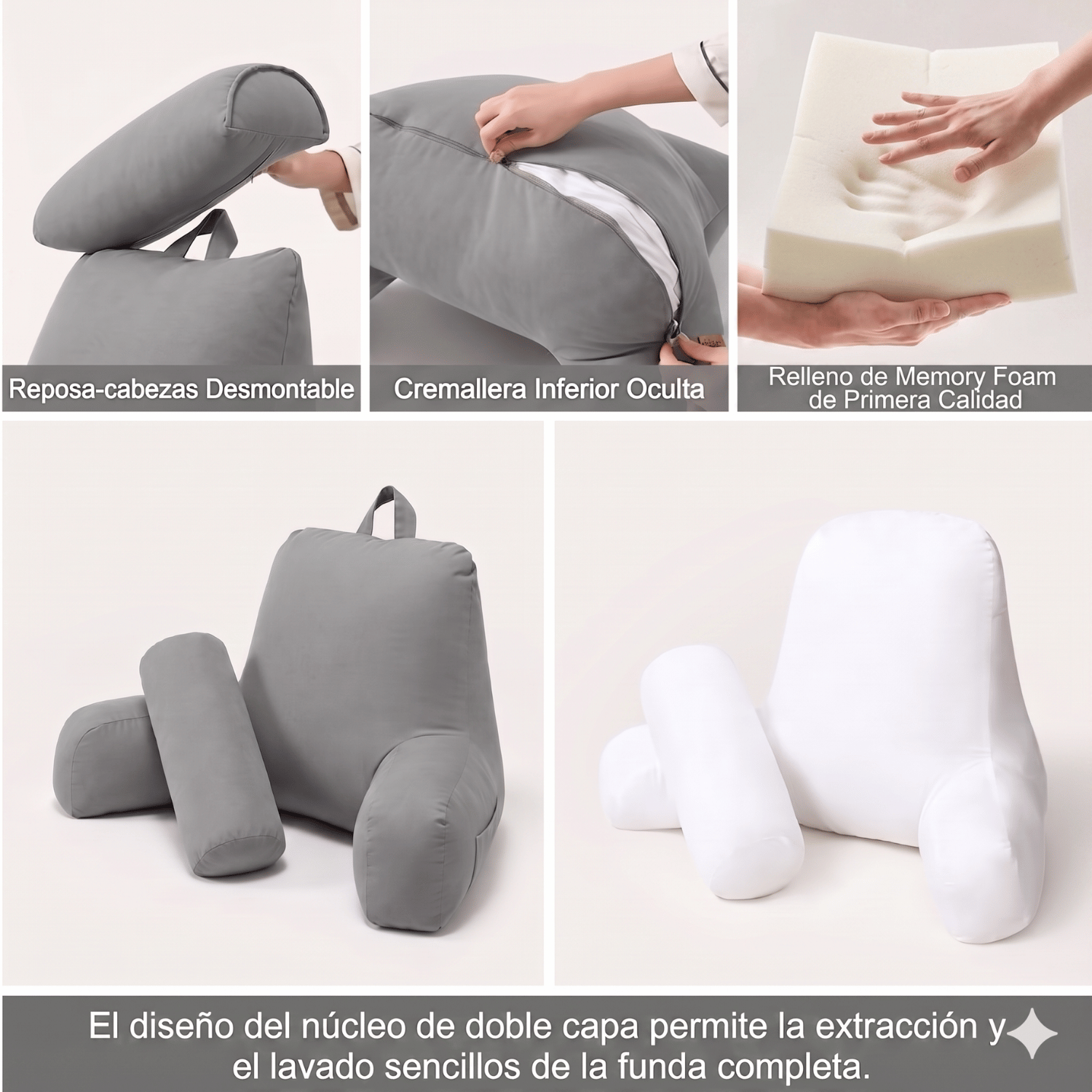 Cojin Memory Foam Reposaespalda Para Leer O Descansar-5