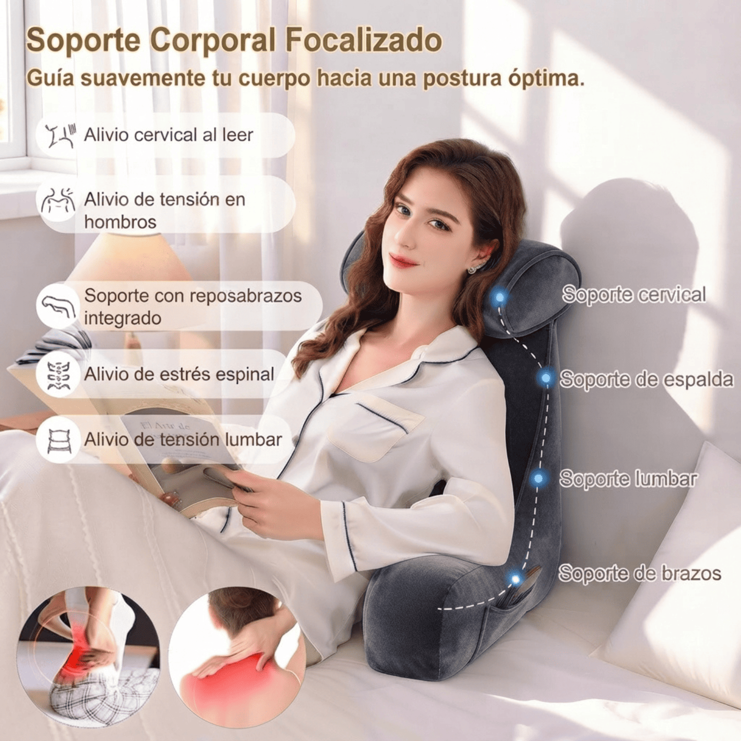 Cojin Memory Foam Reposaespalda Para Leer O Descansar-1