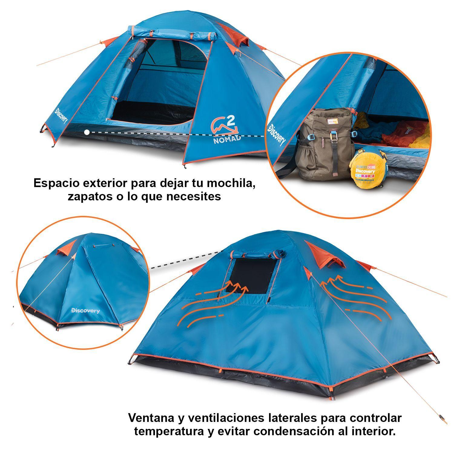 Carpa Camping 2 Personas Nomad Techo Largo 3000mm-5