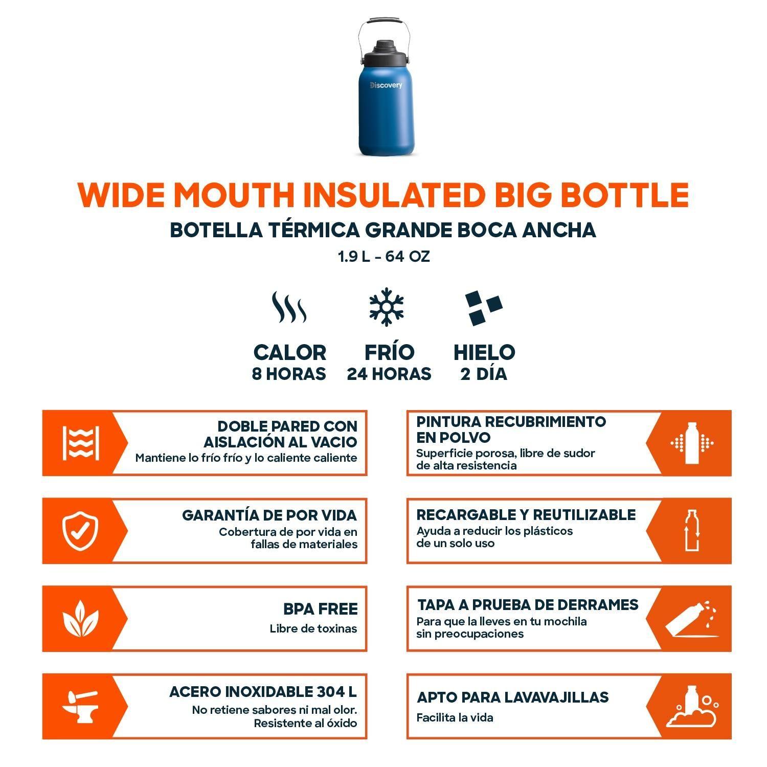 BOTELLA TERMICA GRANDE BOCA ANCHA 1,9 LITROS TERMO DISCOVERY-3