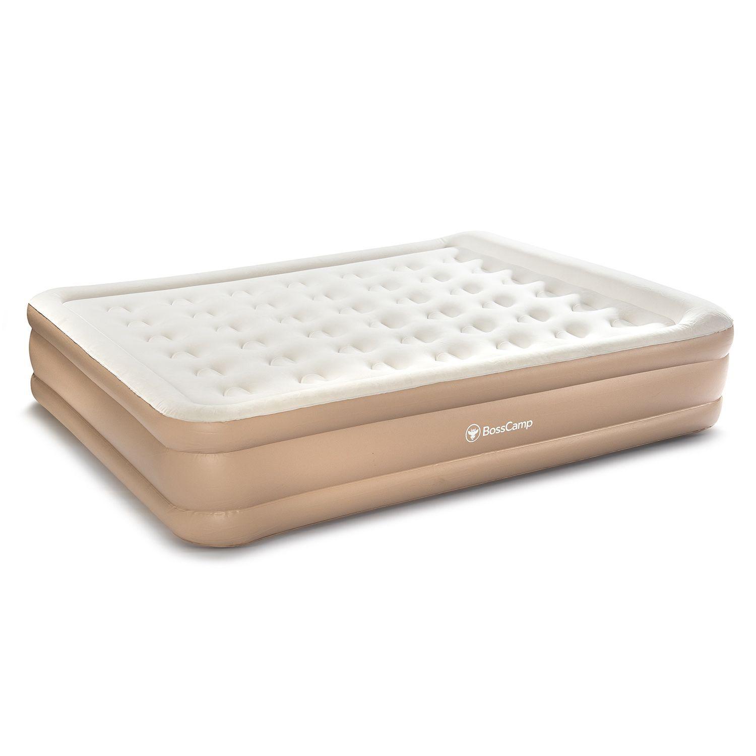 Colchón Cama Inflable Eléctrico Queen BossCamp 2 plazas Vinilo de alta resistencia Beige-2