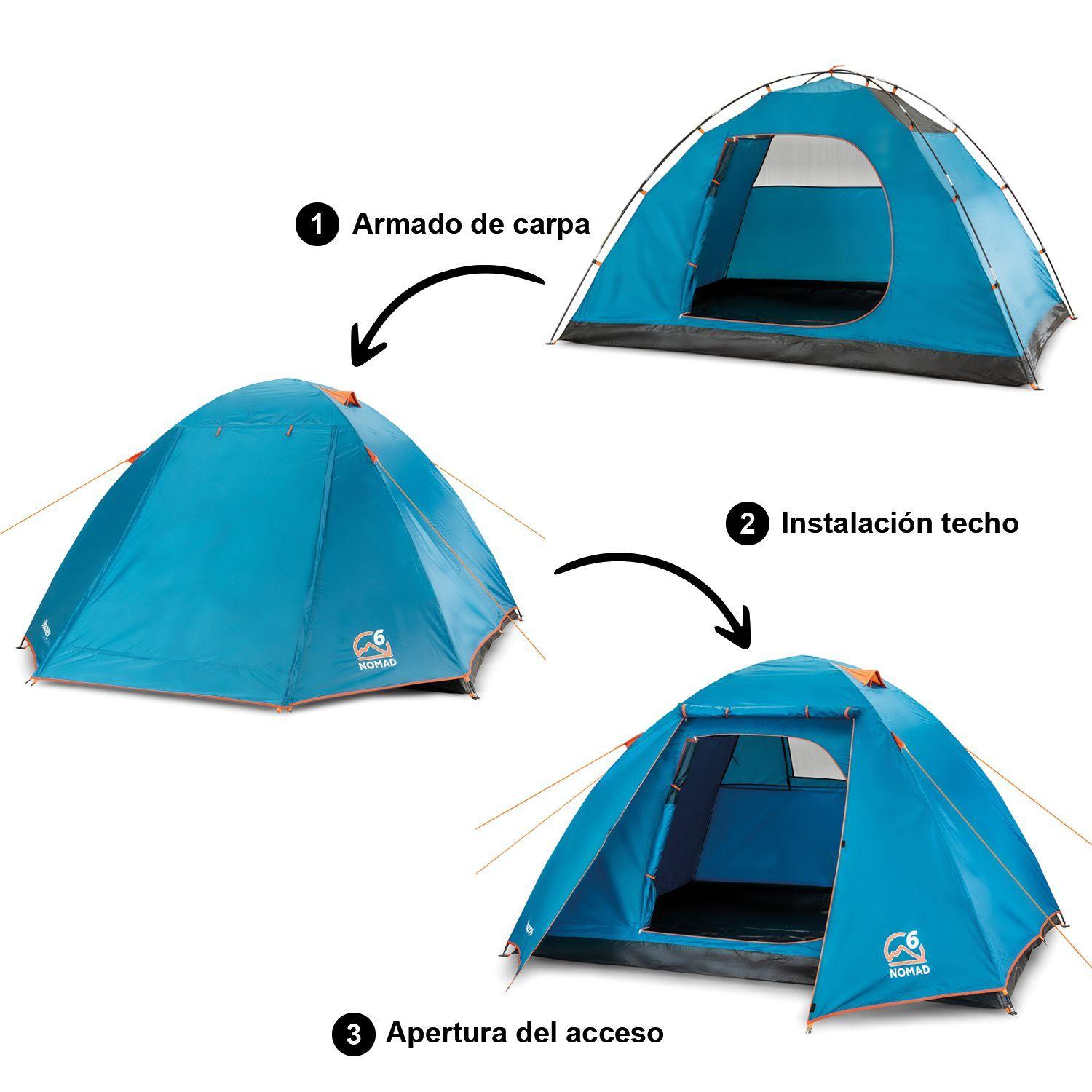 Carpa Camping 6 Personas Nomad Techo Largo 3000mm-4