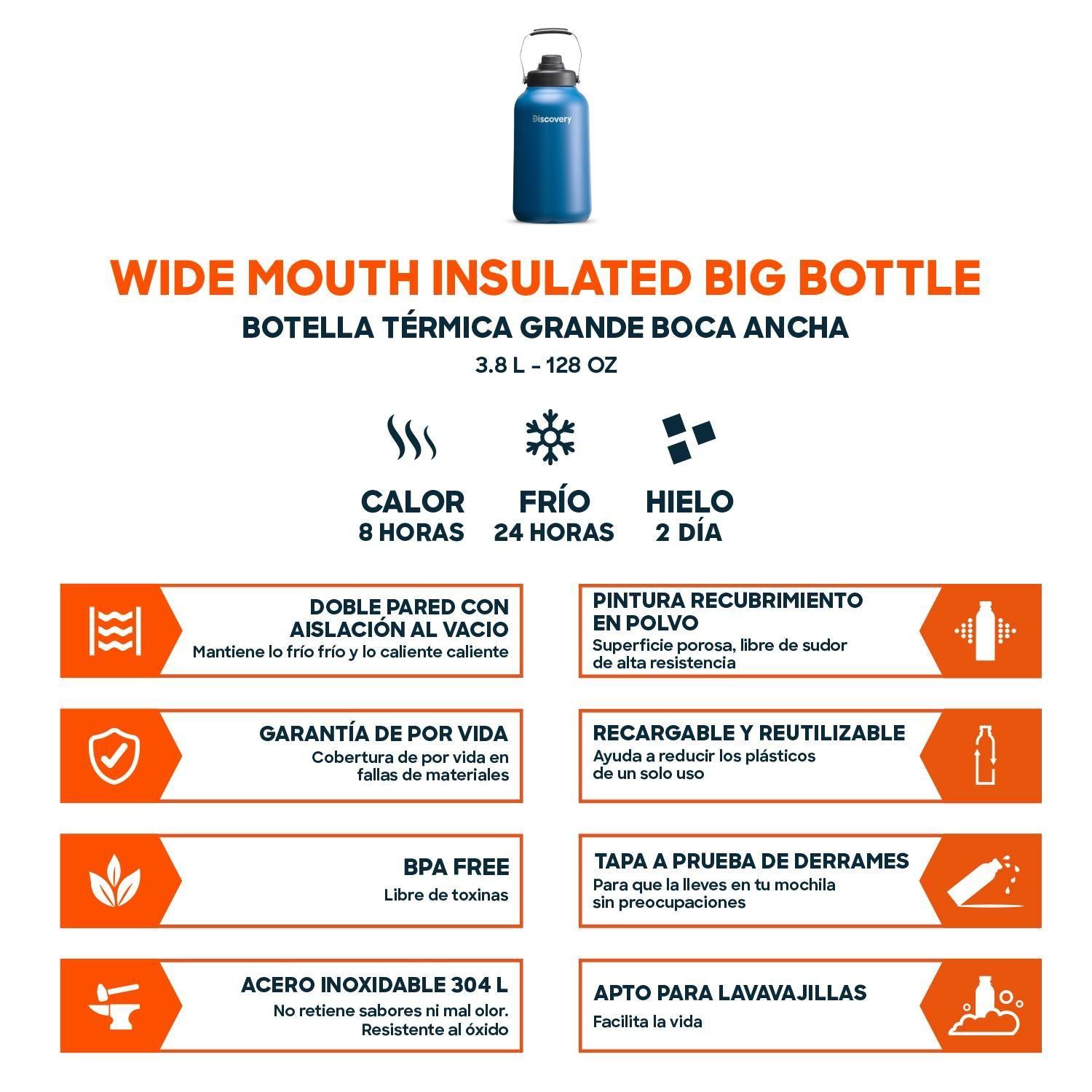 BOTELLA TERMICA GRANDE BOCA ANCHA 3,8 LITROS TERMO DISCOVERY-3