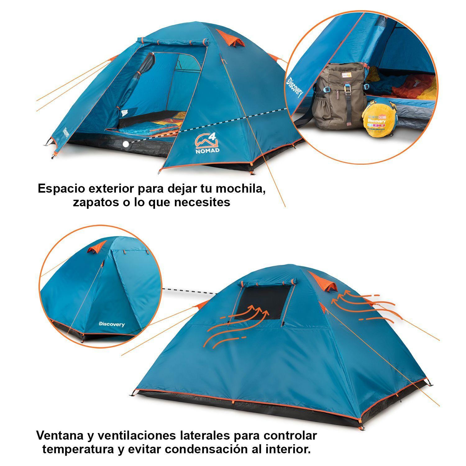 Carpa Camping 4 Personas Nomad Techo Largo 3000mm-3