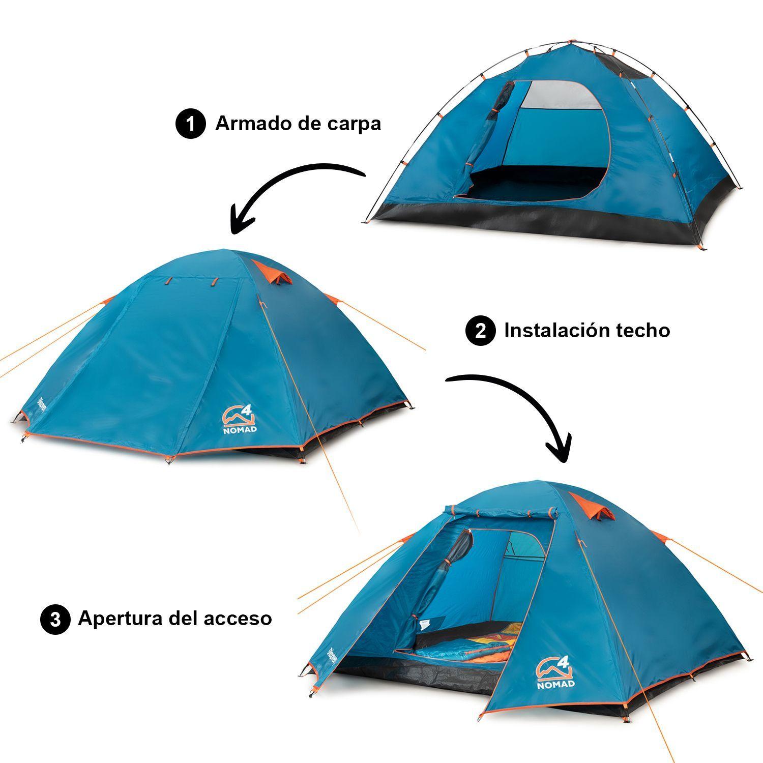 Carpa Camping 4 Personas Nomad Techo Largo 3000mm-4