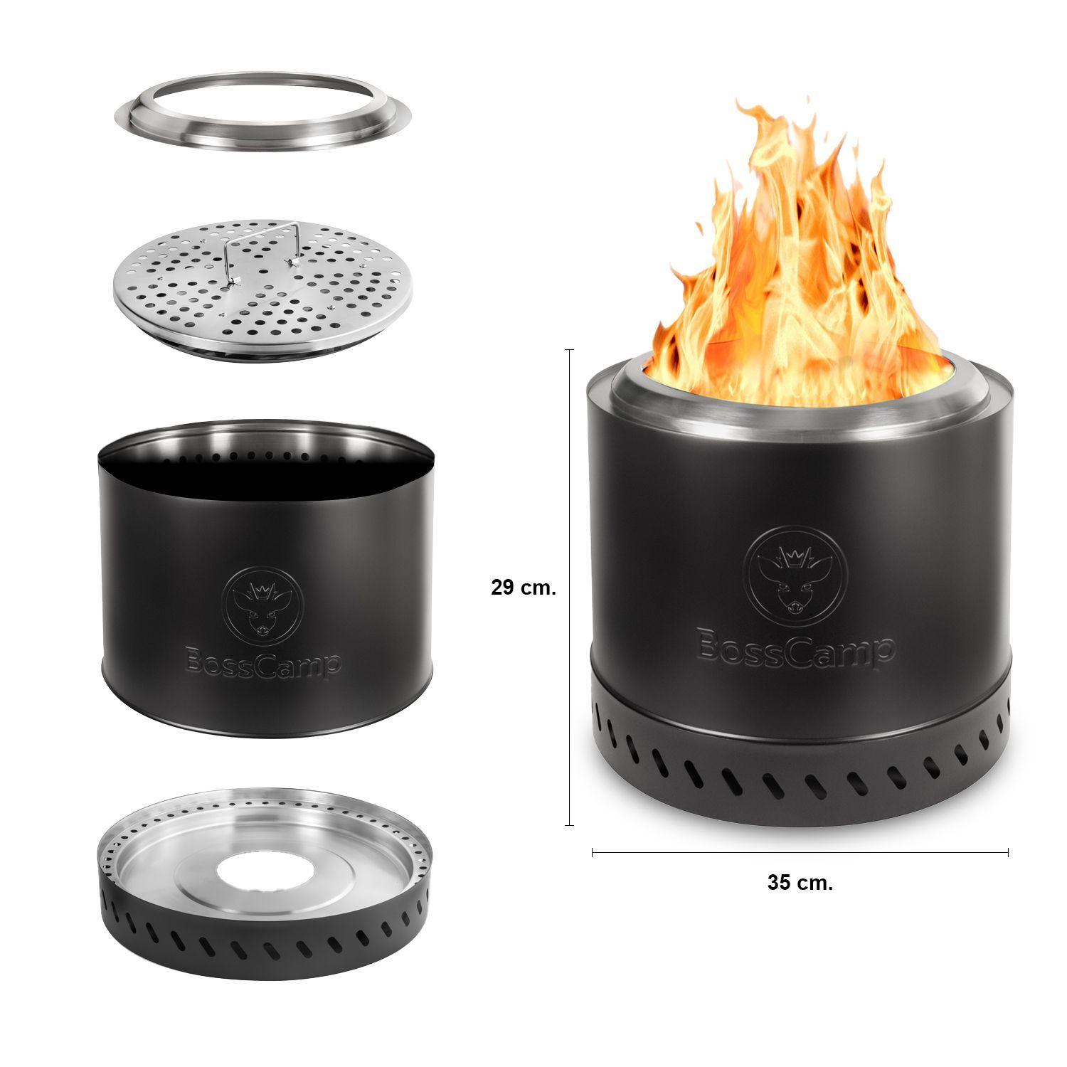 Brasero Fogón FireBoss Terraza Exterior Sin Humo 35Cm Black BossCamp-3