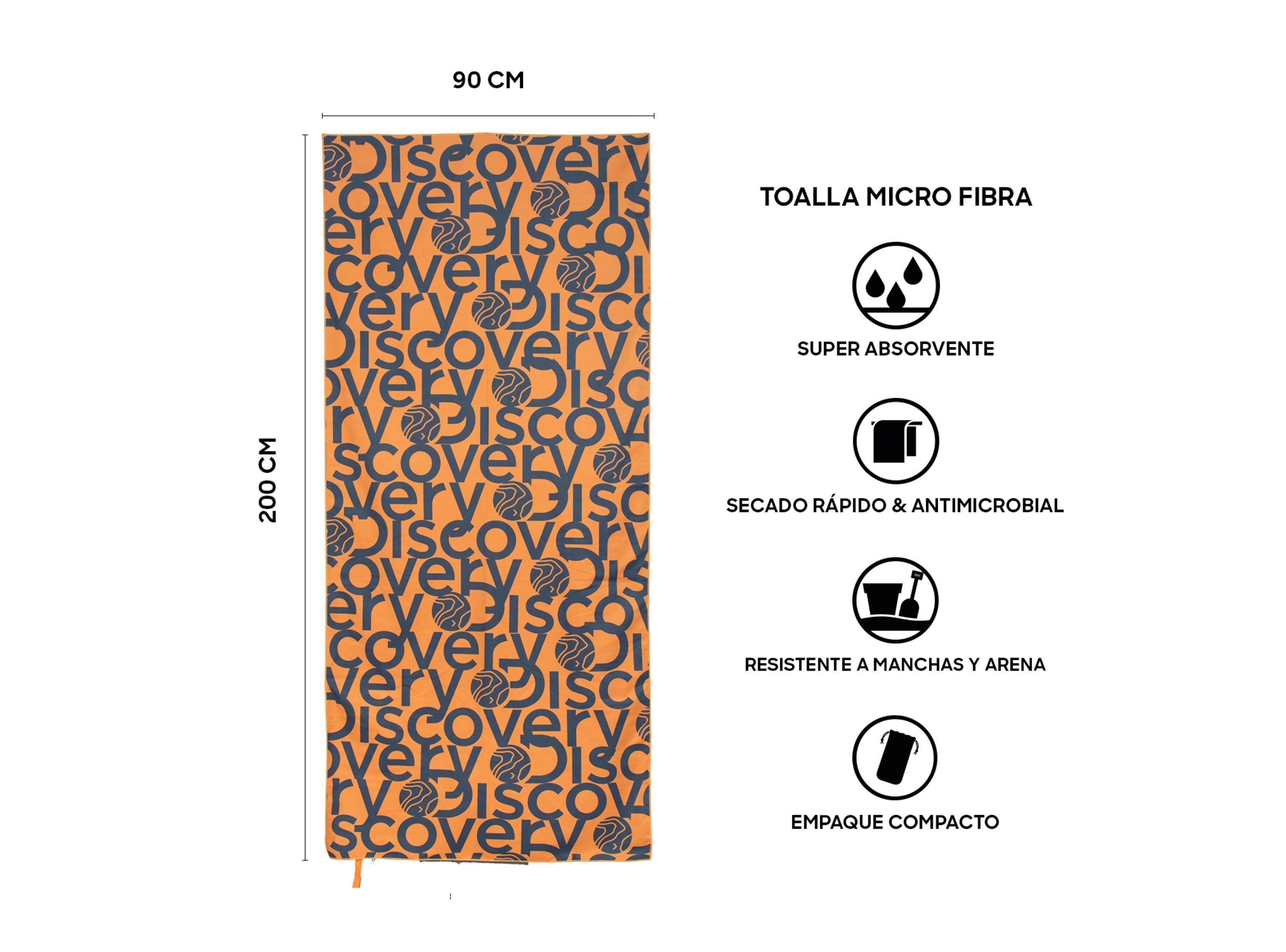 Toalla Microfibra grande Naranjo - Gris Discovery (90 x 200)-2