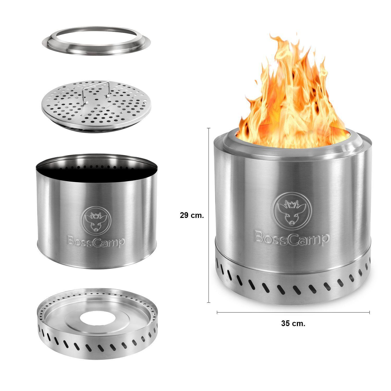 Brasero Fogón FireBoss Terraza Exterior Sin Humo 35Cm Silver BossCamp-3