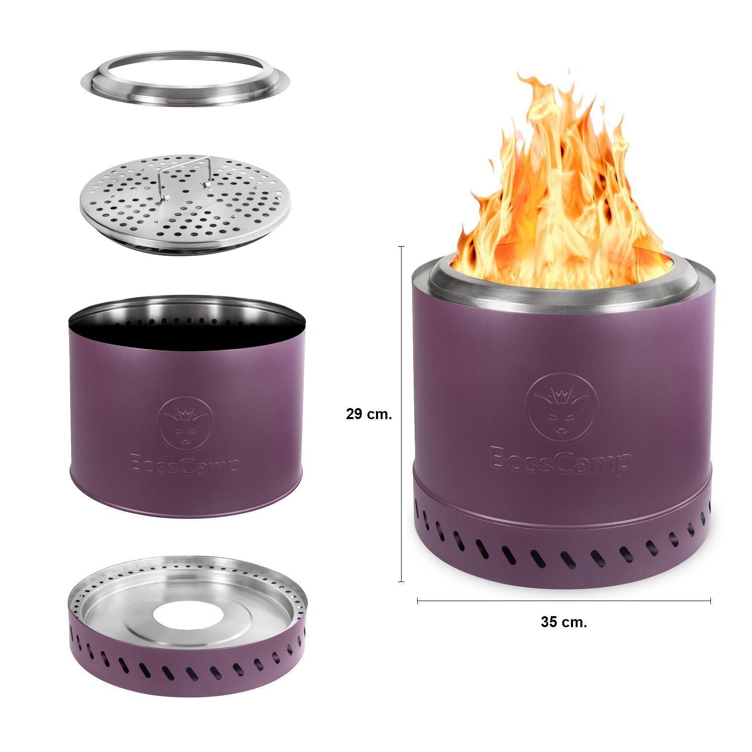 Brasero Fogón FireBoss Terraza Exterior Sin Humo 35Cm Purple BossCamp-2