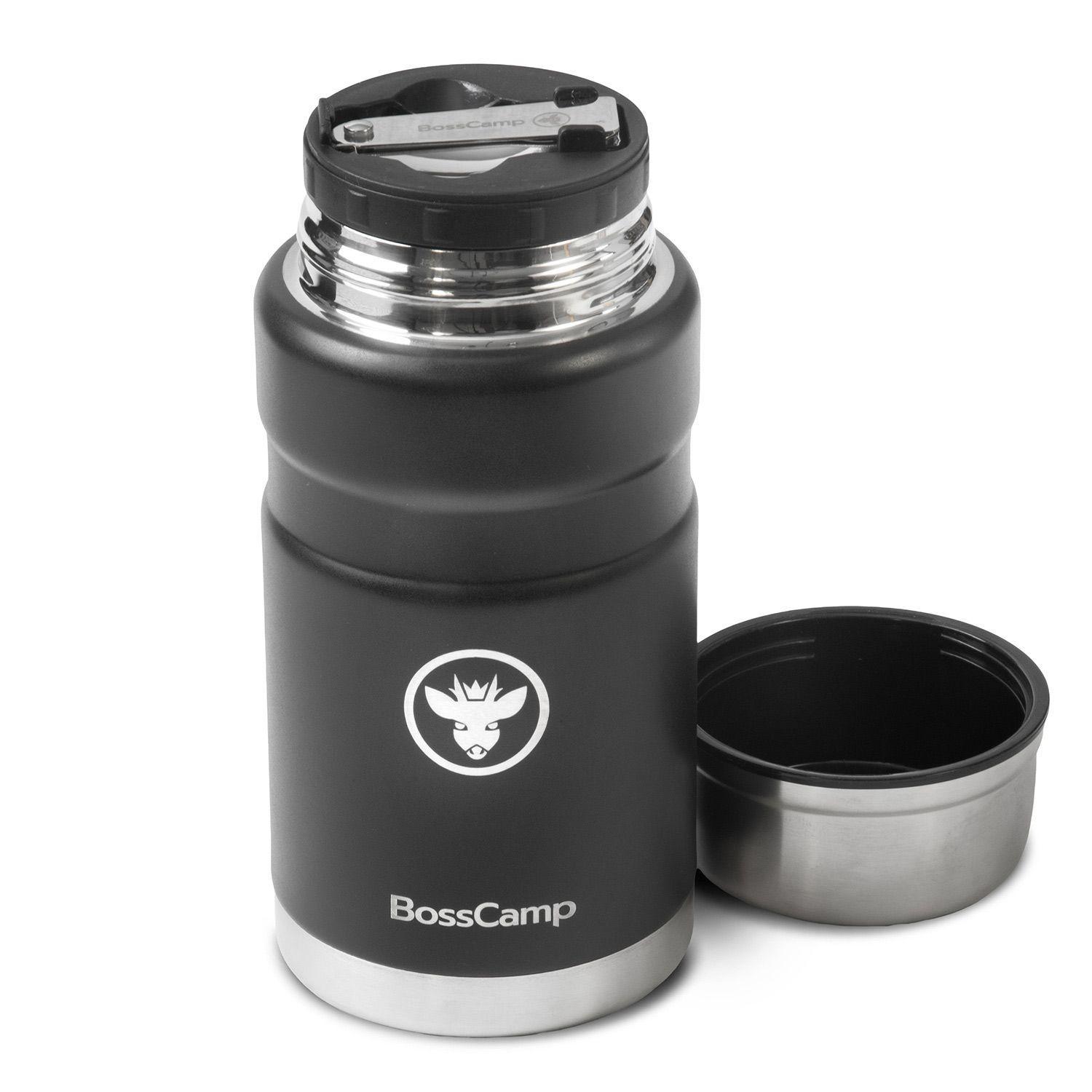 Termo Comida BossCamp 750 ml Negro Acero Inox Bolso Cuchara-2