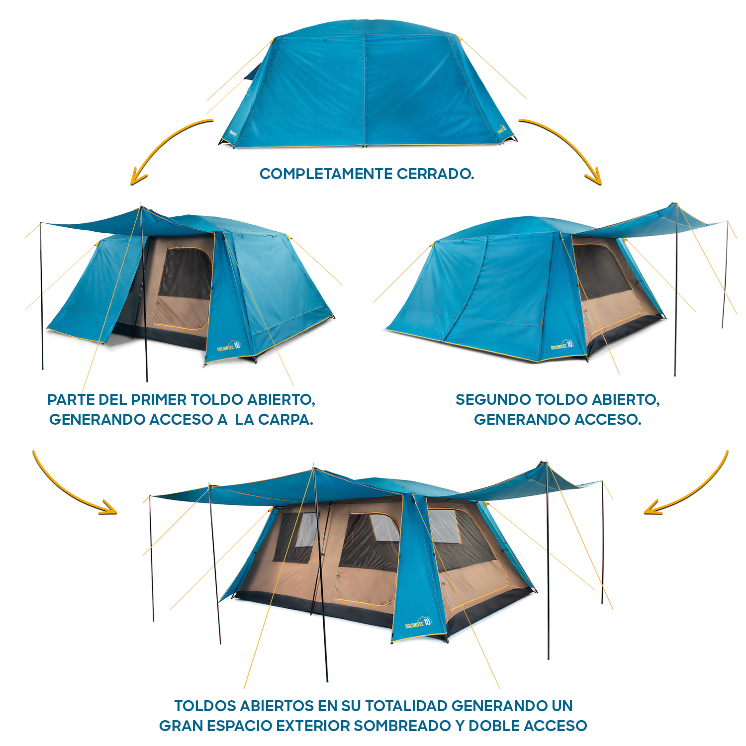 Carpa Camping Dolomites 10 Discovery, 10 personas techo largo 3000mm-4