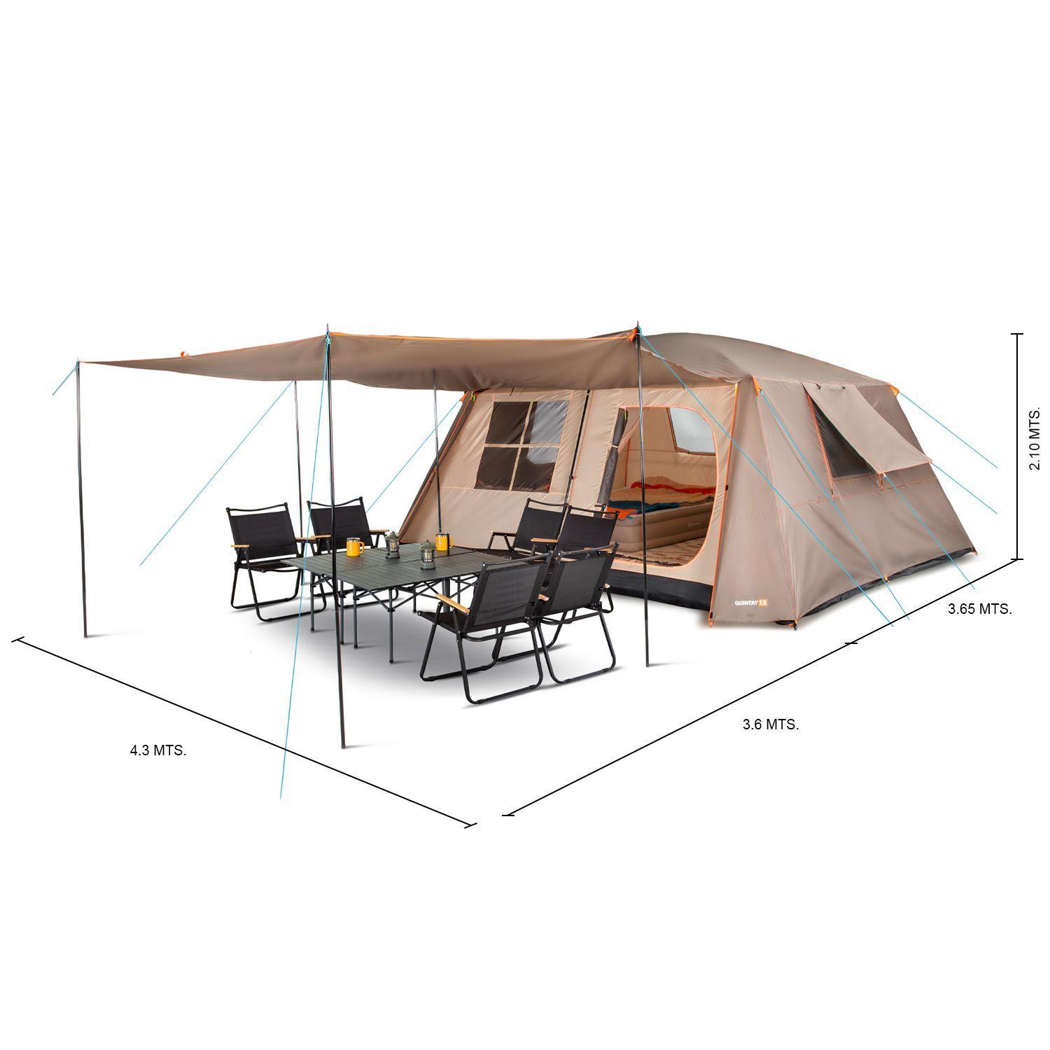 Carpa Camping Quintay 12 Personas Bosscamp 3000 Mm Cubre Techo Largo Toldo Extendido-2