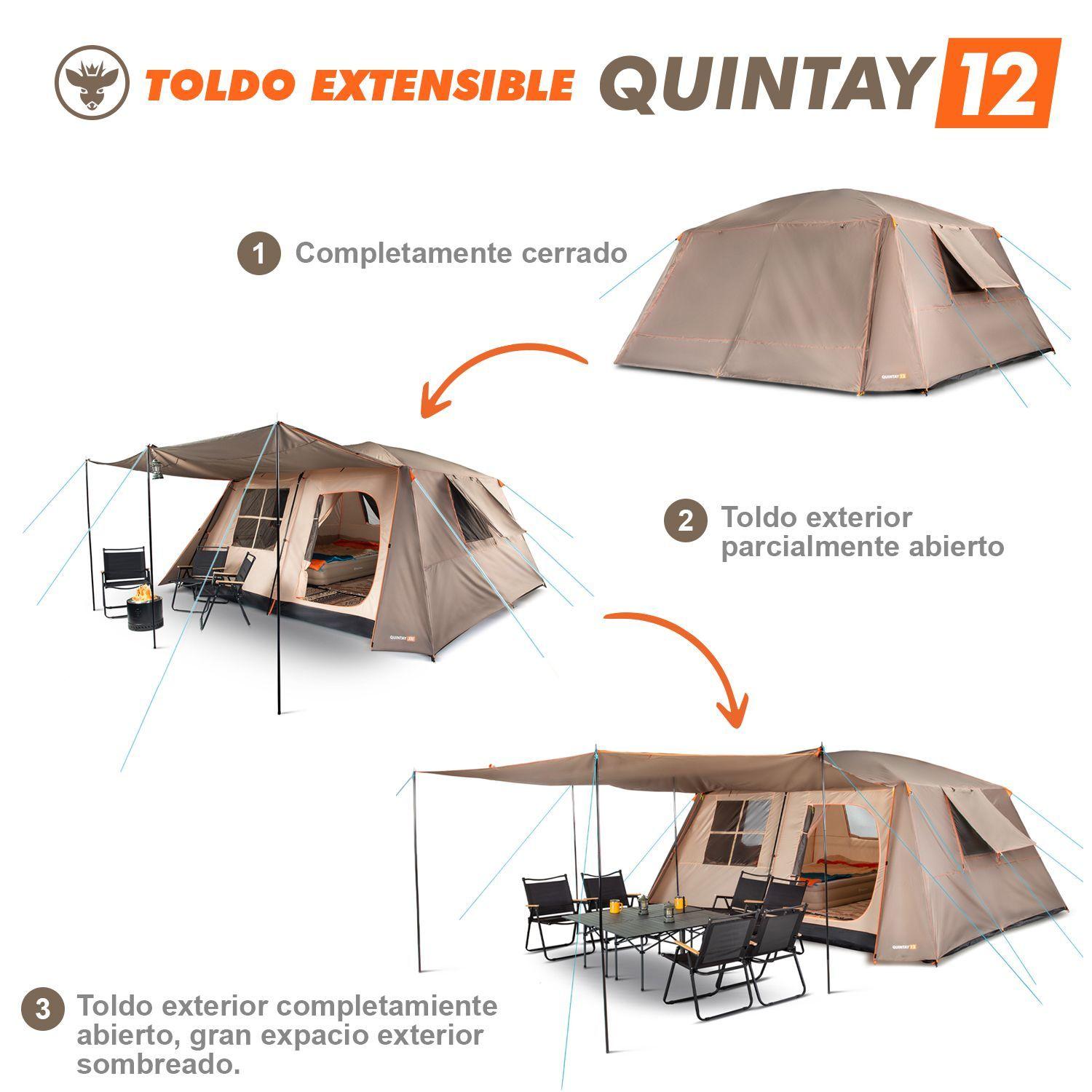 Carpa Camping Quintay 12 Personas Bosscamp 3000 Mm Cubre Techo Largo Toldo Extendido-4