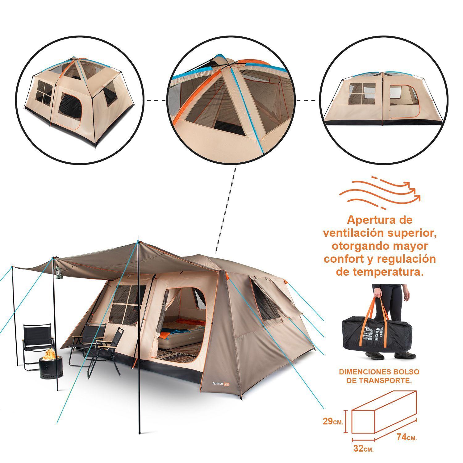 Carpa Camping Quintay 12 Personas Bosscamp 3000 Mm Cubre Techo Largo Toldo Extendido-5