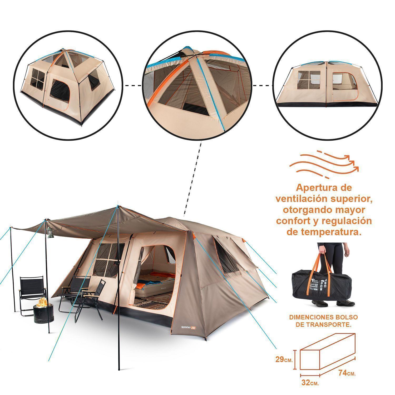 Carpa Camping Quintay 12 Personas Bosscamp 3000 Mm Cubre Techo Largo Toldo Extendido-4
