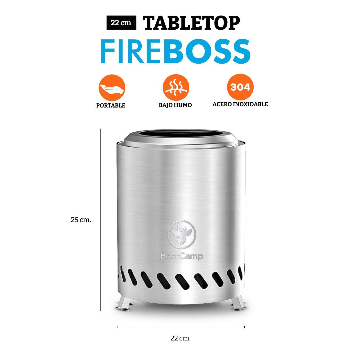 Brasero Sobremesa Sin Humo Fireboss Tabletop Silver Bosscamp-2