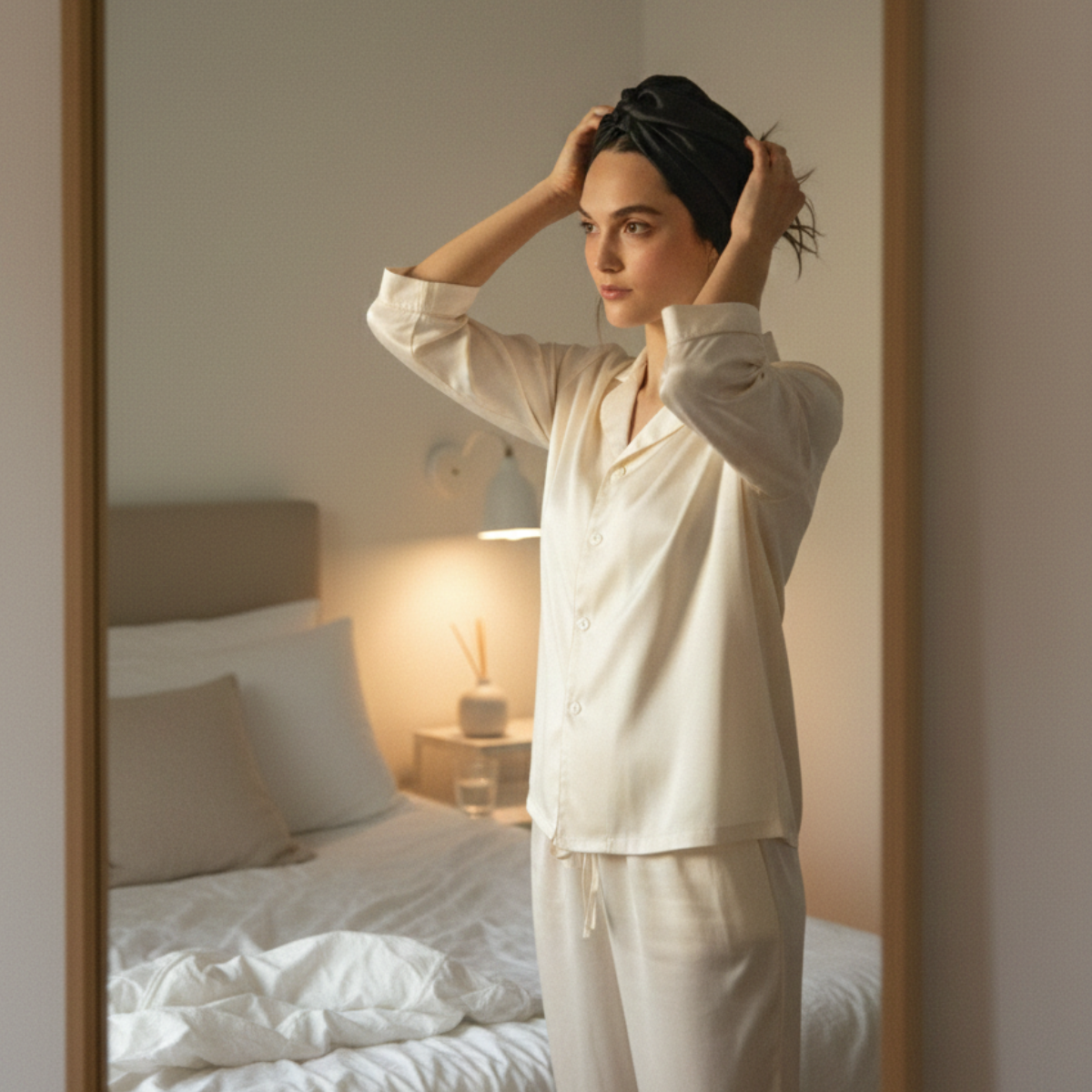 Turbante de Seda Marina Colorina Color Negro-2