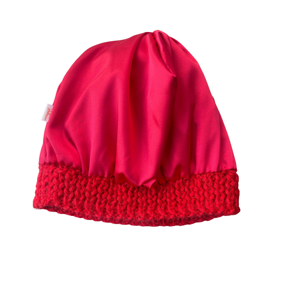 Gorro de lana con interior de satén rojo-2