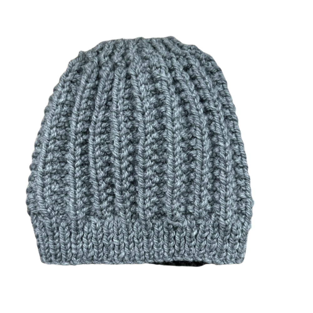 Gorro de lana con interior de saten gris oscuro-2