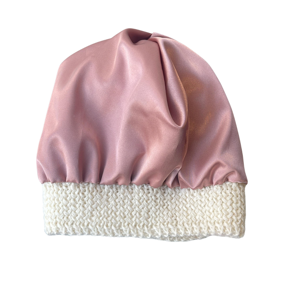 Gorro de lana con interior de satén Blanco Invierno-2