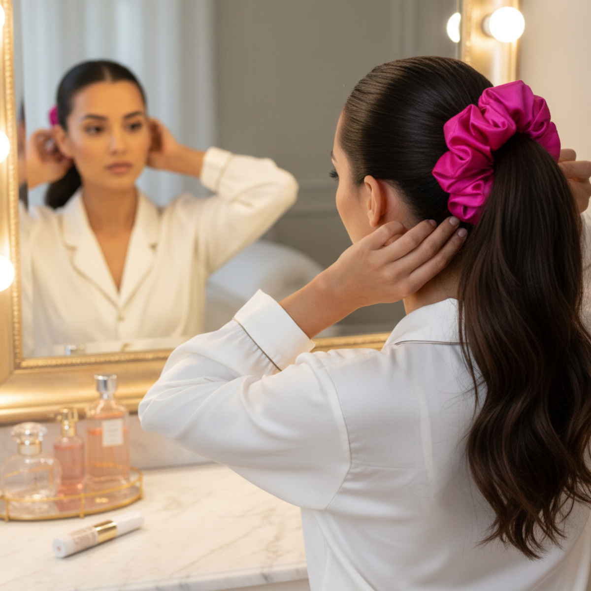 Scrunchie Collet de Seda XL 22 momme Hot Pink-2