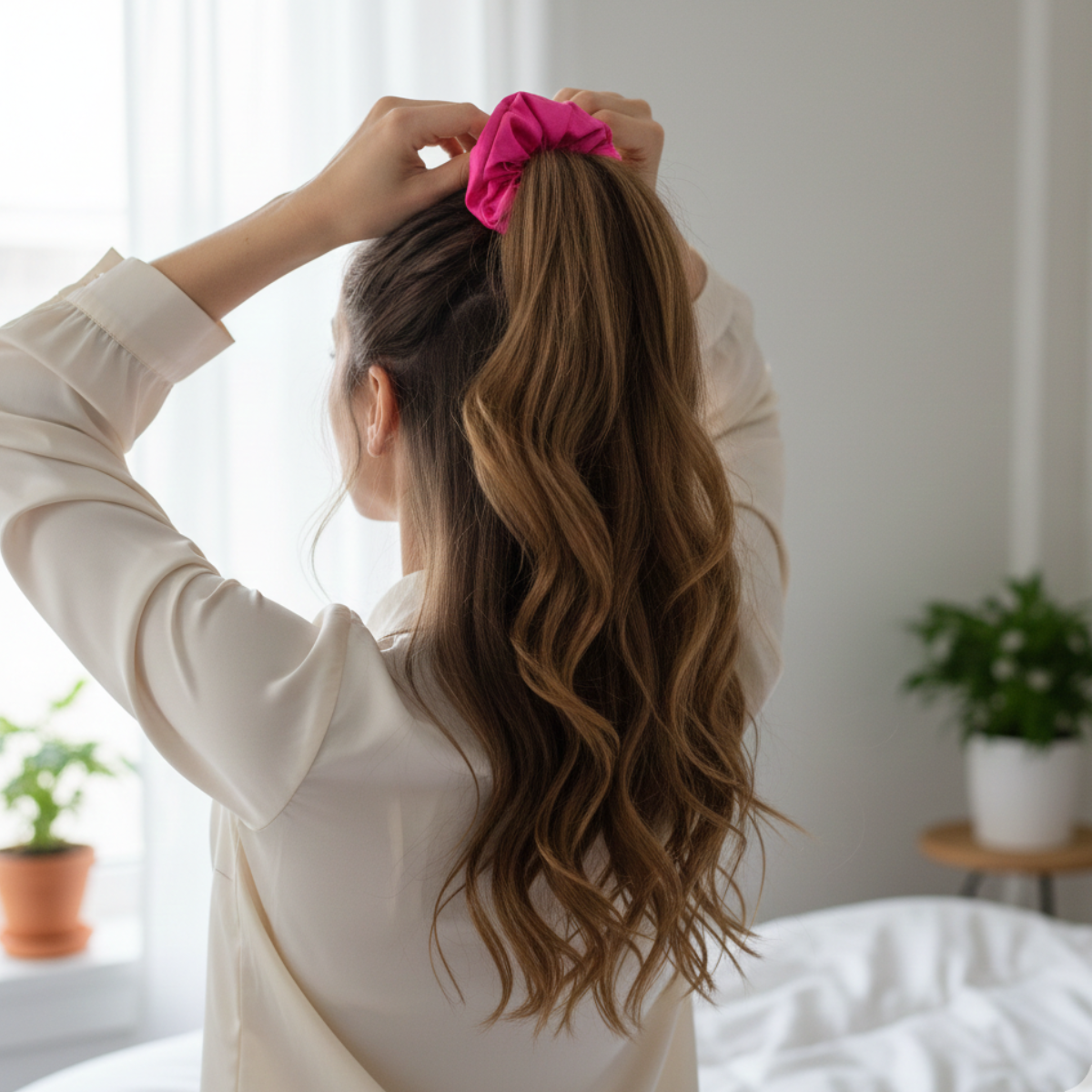 Scrunchie Collet de Seda XL 22 momme Hot Pink-3