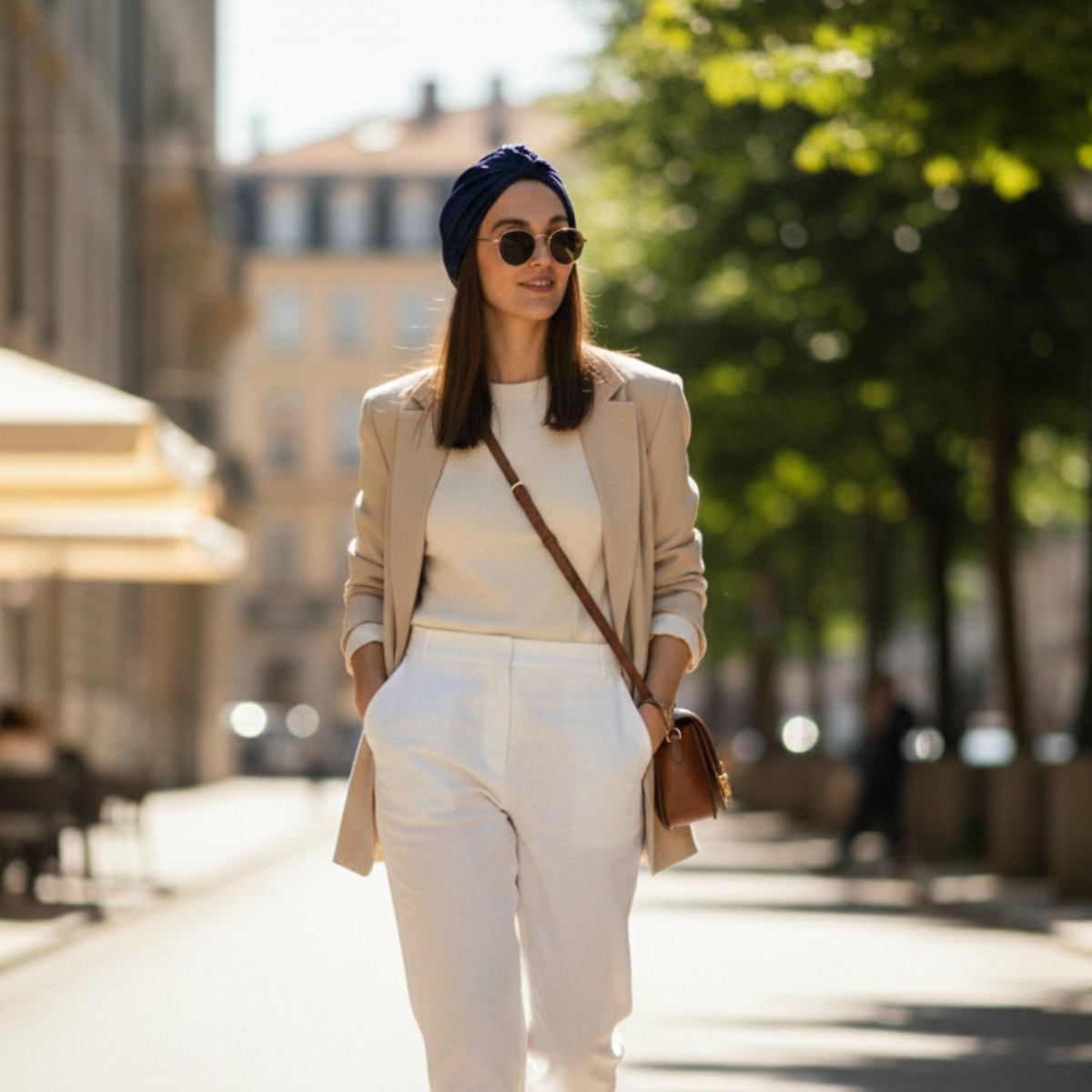 Turbante de Seda Marina Colorina Azul Marino-2