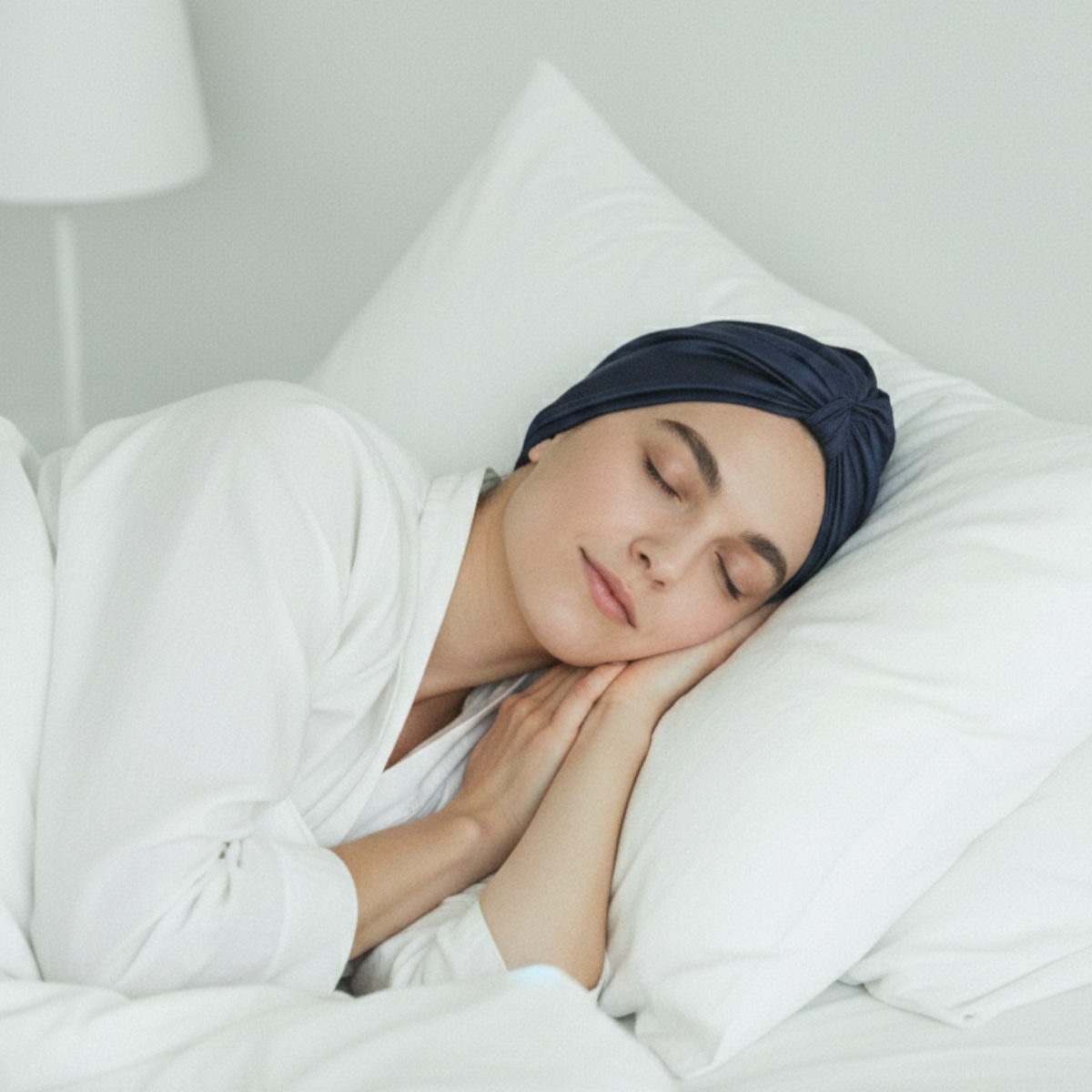 Turbante de Seda Marina Colorina Azul Marino-3