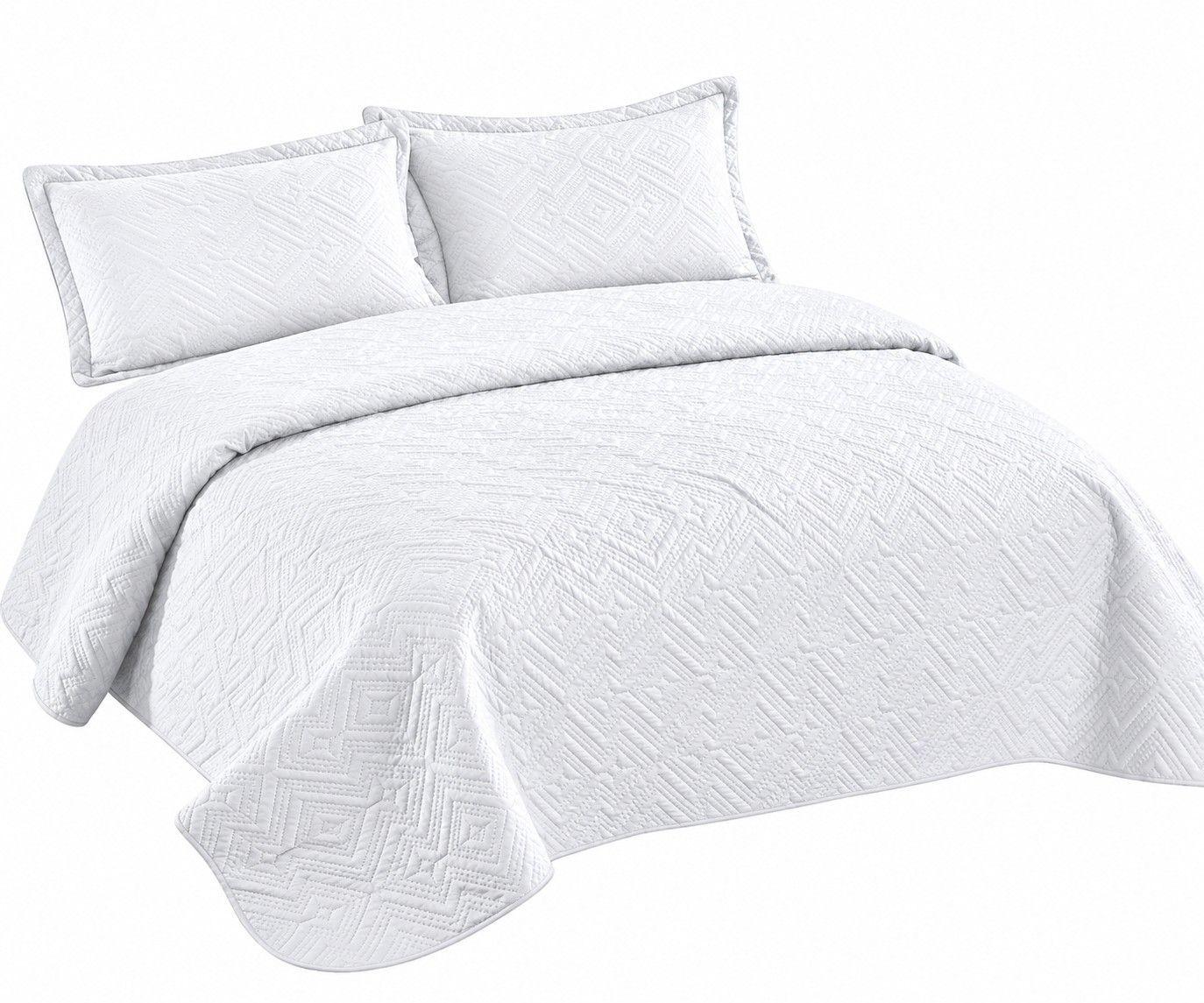 Cubrecama Quilt Plaza y Media con Dise o Geom trico Funda de Almohada-0