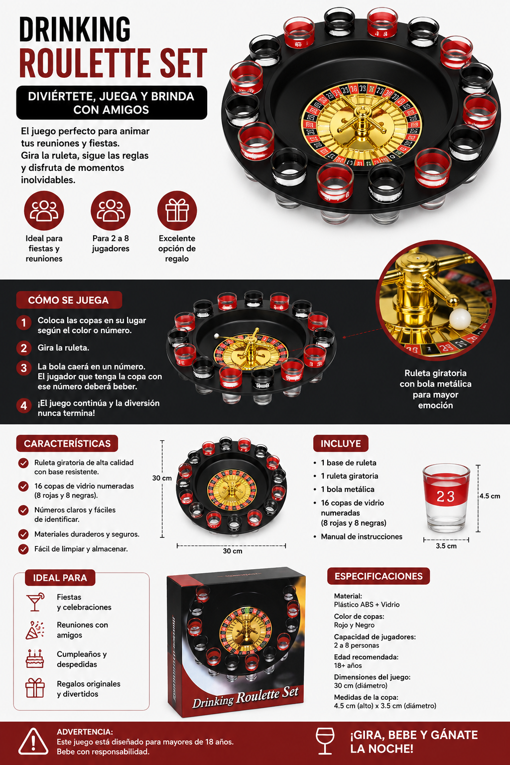 Drinking Roulette Set Juego De Ruleta Para Shots-1