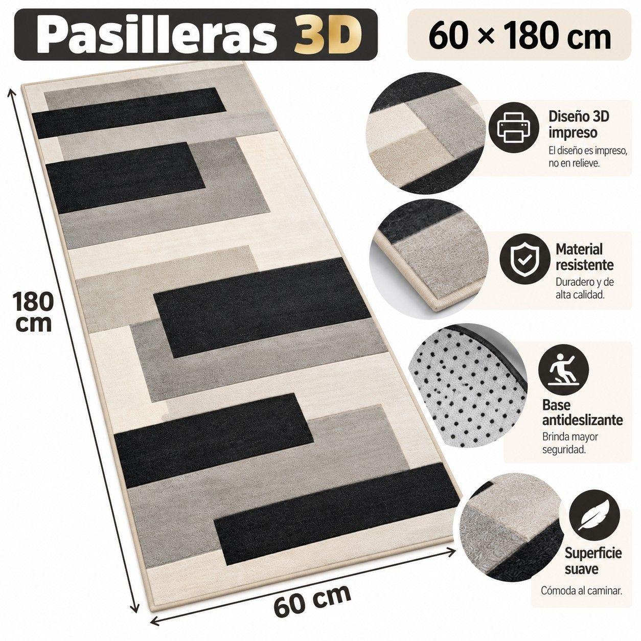 Alfombra Pasillera Dise o 3d Medida 180cm X 60cm-1