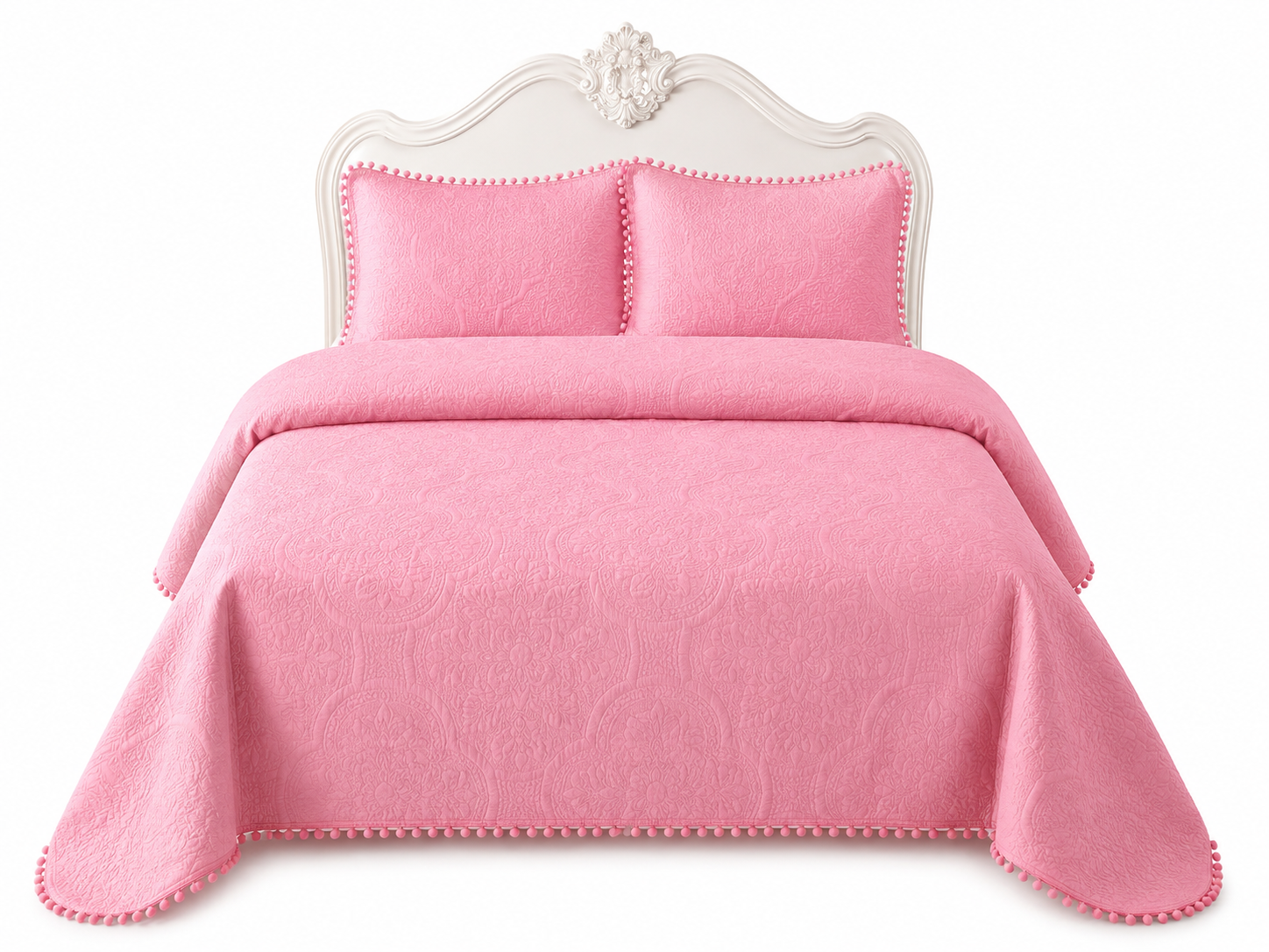 Cobertor Quilt De Verano Y Pompones 1 5 Plazas 1 Funda-0