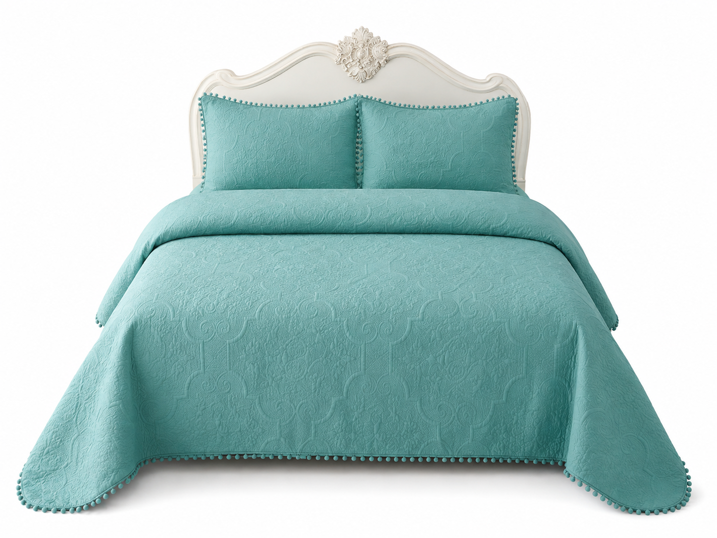 Cobertor Quilt De Verano Y Pompones 1 5 Plazas 1 Funda-0