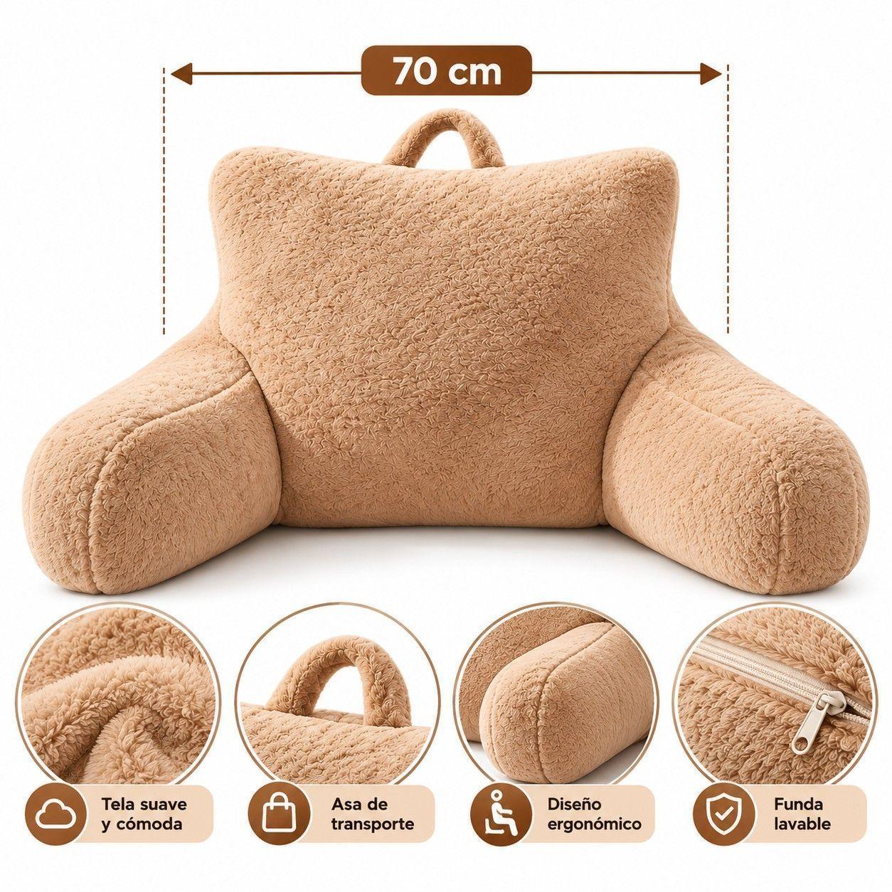 Cojin almohada lumbar 75 cm con brazos en color beige-1