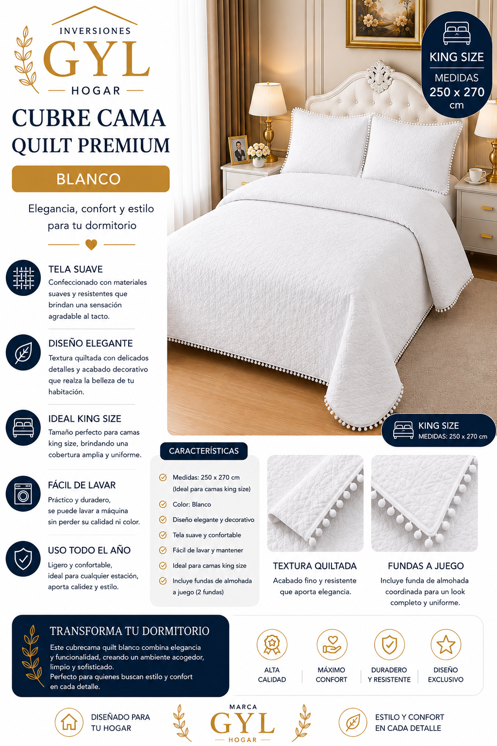 Cobertor Quilt De Verano Y Pompones king 2 Funda-1