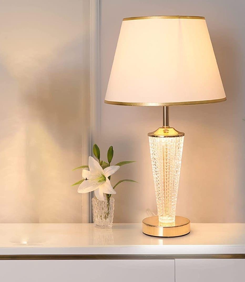 Hermosa Lampara Base Metal Cuerpo Vidrio Transparente 49 Cm-1