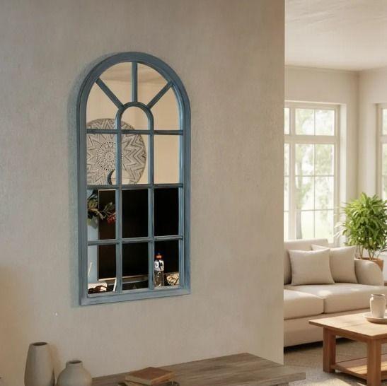 Espejo Forma Ventana, Gris Envejecido 70 X 35 Cm-2