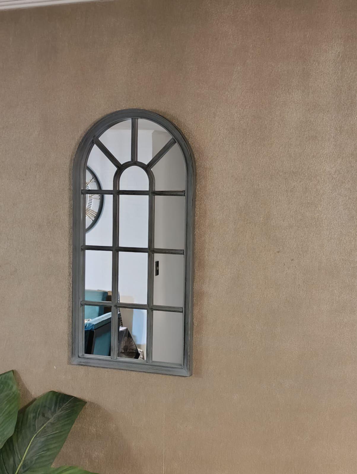 Espejo Forma Ventana, Gris Envejecido 70 X 35 Cm-4