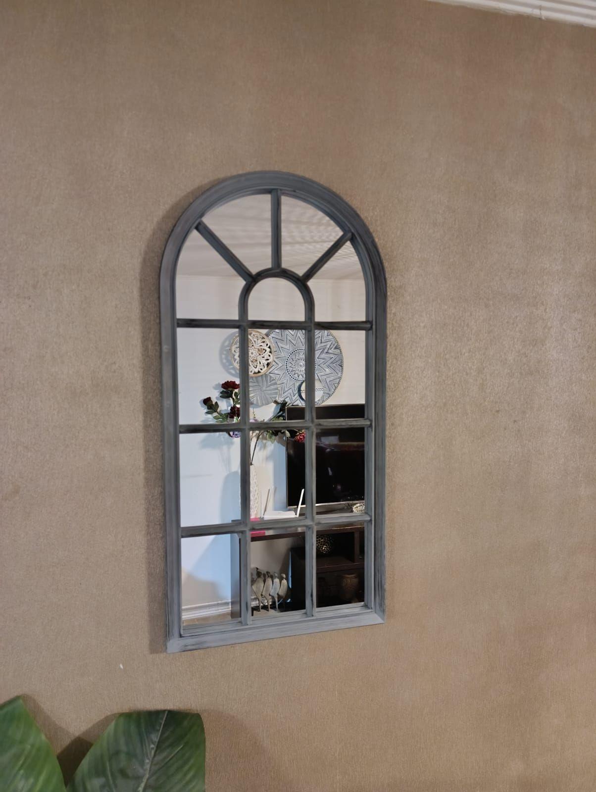 Espejo Forma Ventana, Gris Envejecido 70 X 35 Cm-5