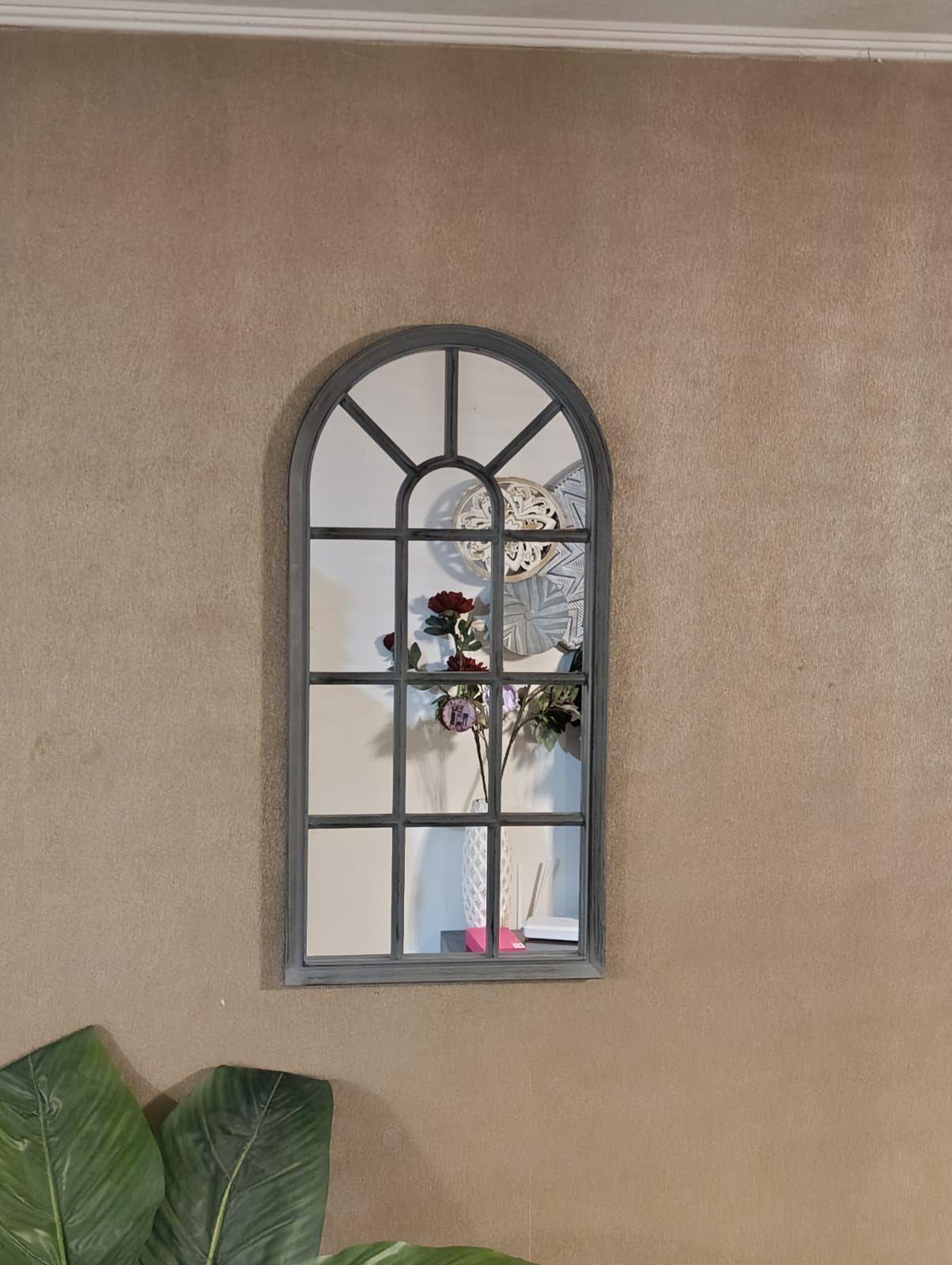 Espejo Forma Ventana, Gris Envejecido 70 X 35 Cm-6