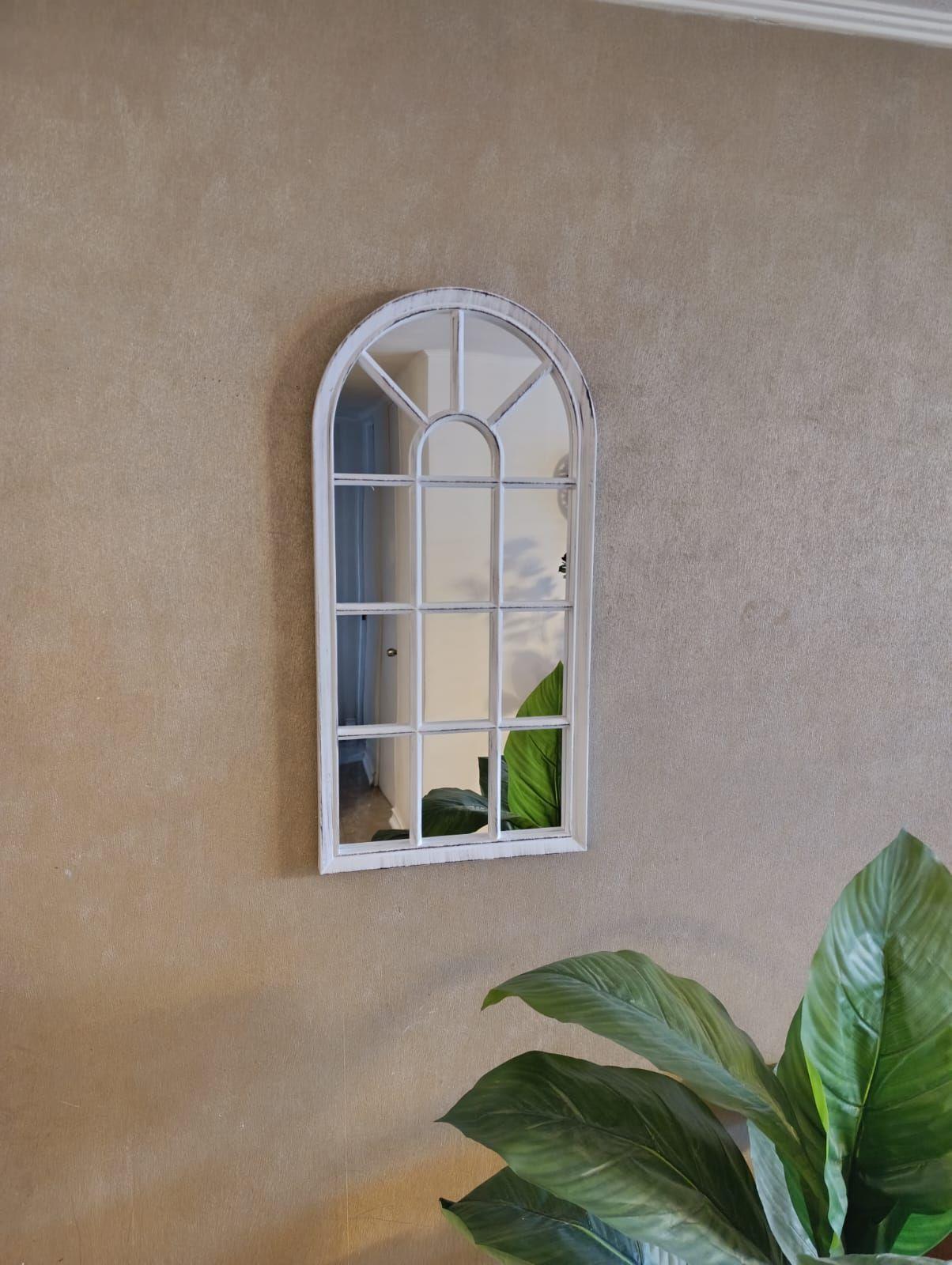 Espejo Forma Ventana, Blanco Invierno Envejecido 70x35 Cm-2