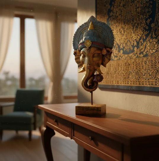 Ganesha Decorativa Con Pedestal 44x19x8 Cm-4