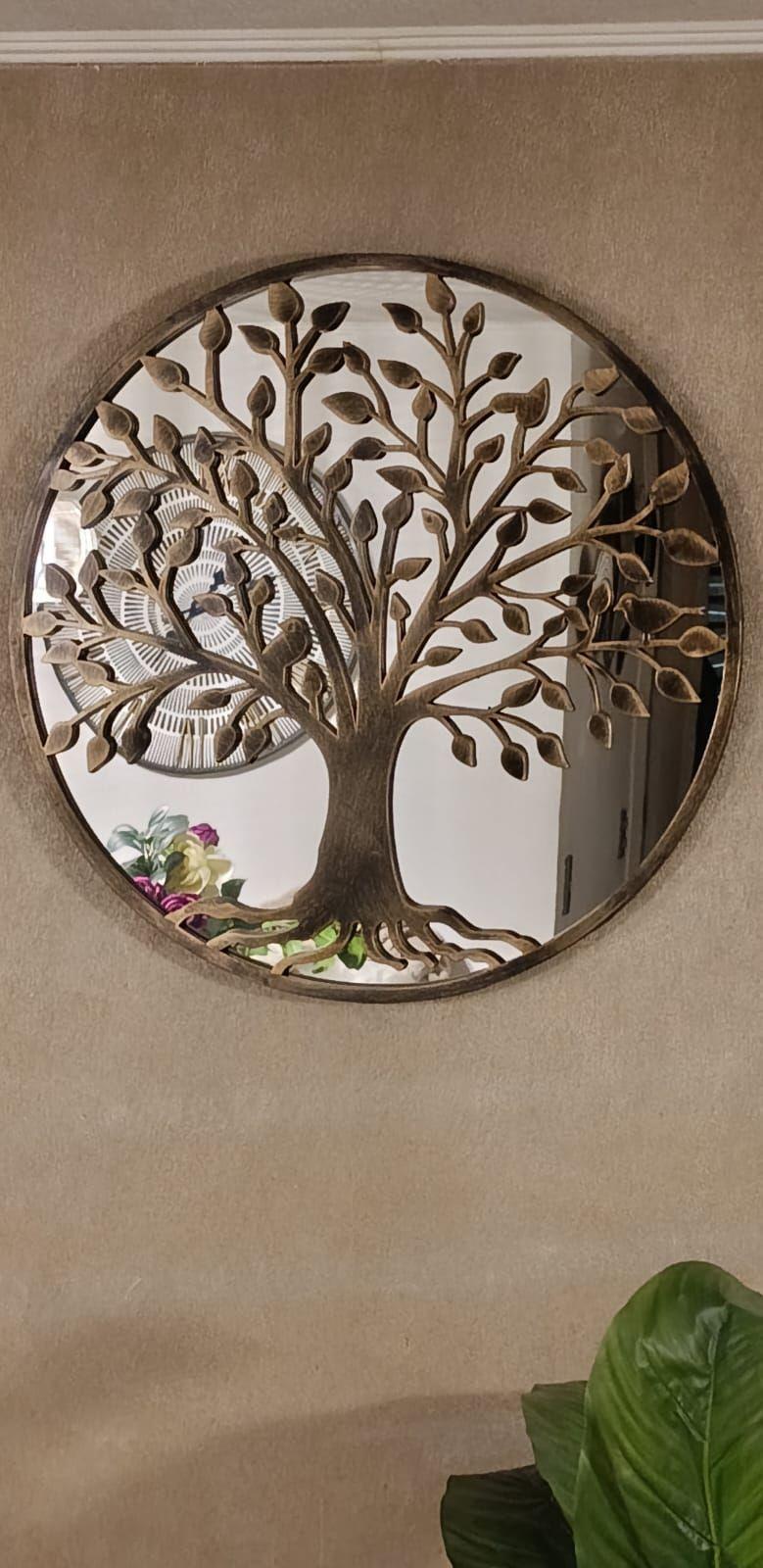 Espejo Redondo Arbol De La Vida 65x65 Cm-3