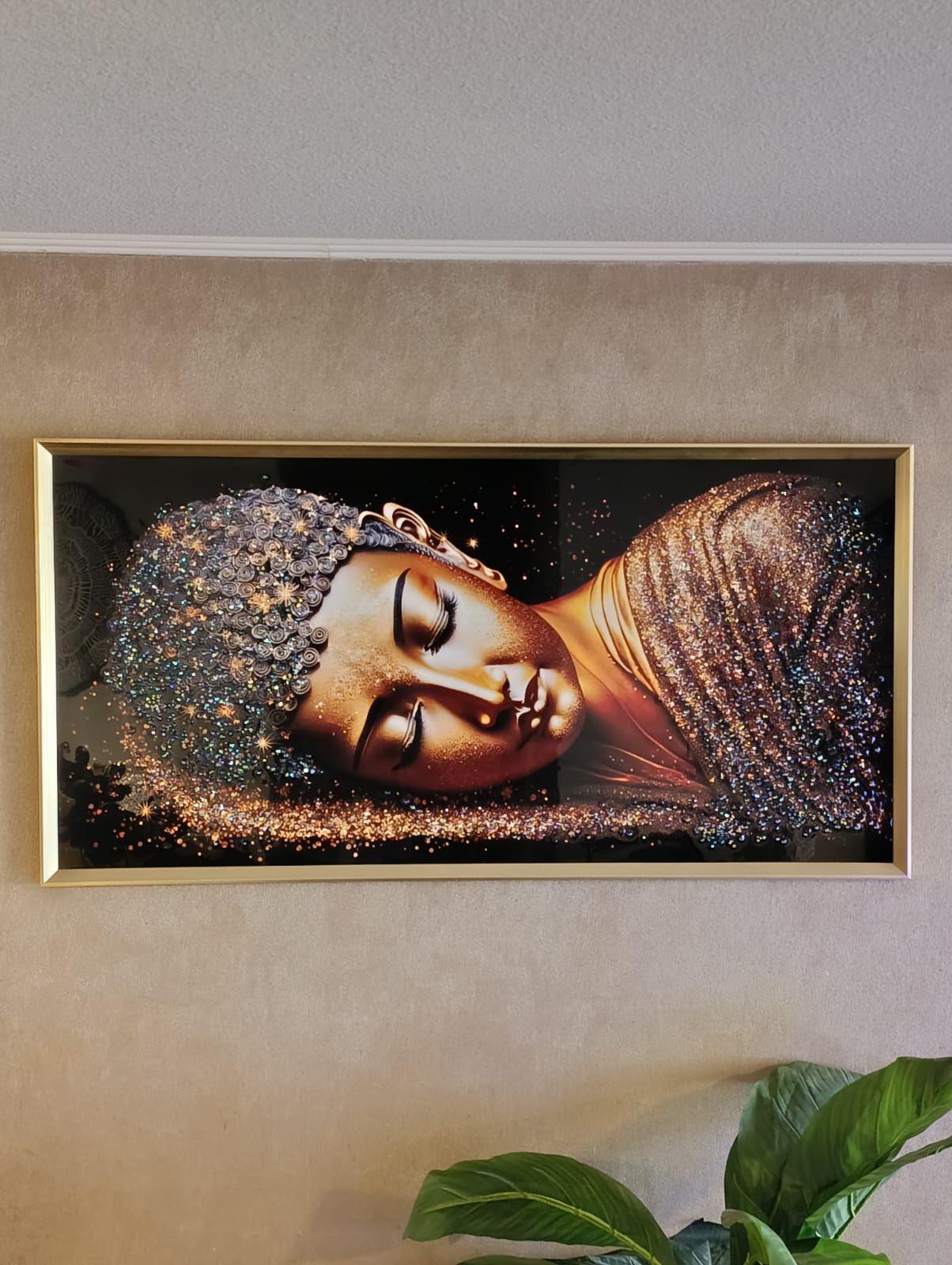 Cuadro Buda Acostado Pintura Diamond Marc Dorado 121x61x3cm-2