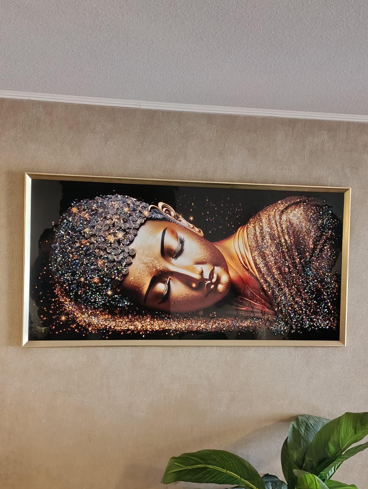 Cuadro Buda Acostado Pintura Diamond Marc Dorado 121x61x3cm-3