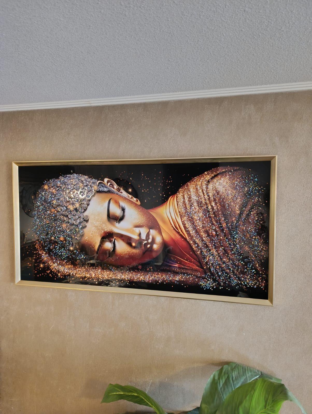 Cuadro Buda Acostado Pintura Diamond Marc Dorado 121x61x3cm-4