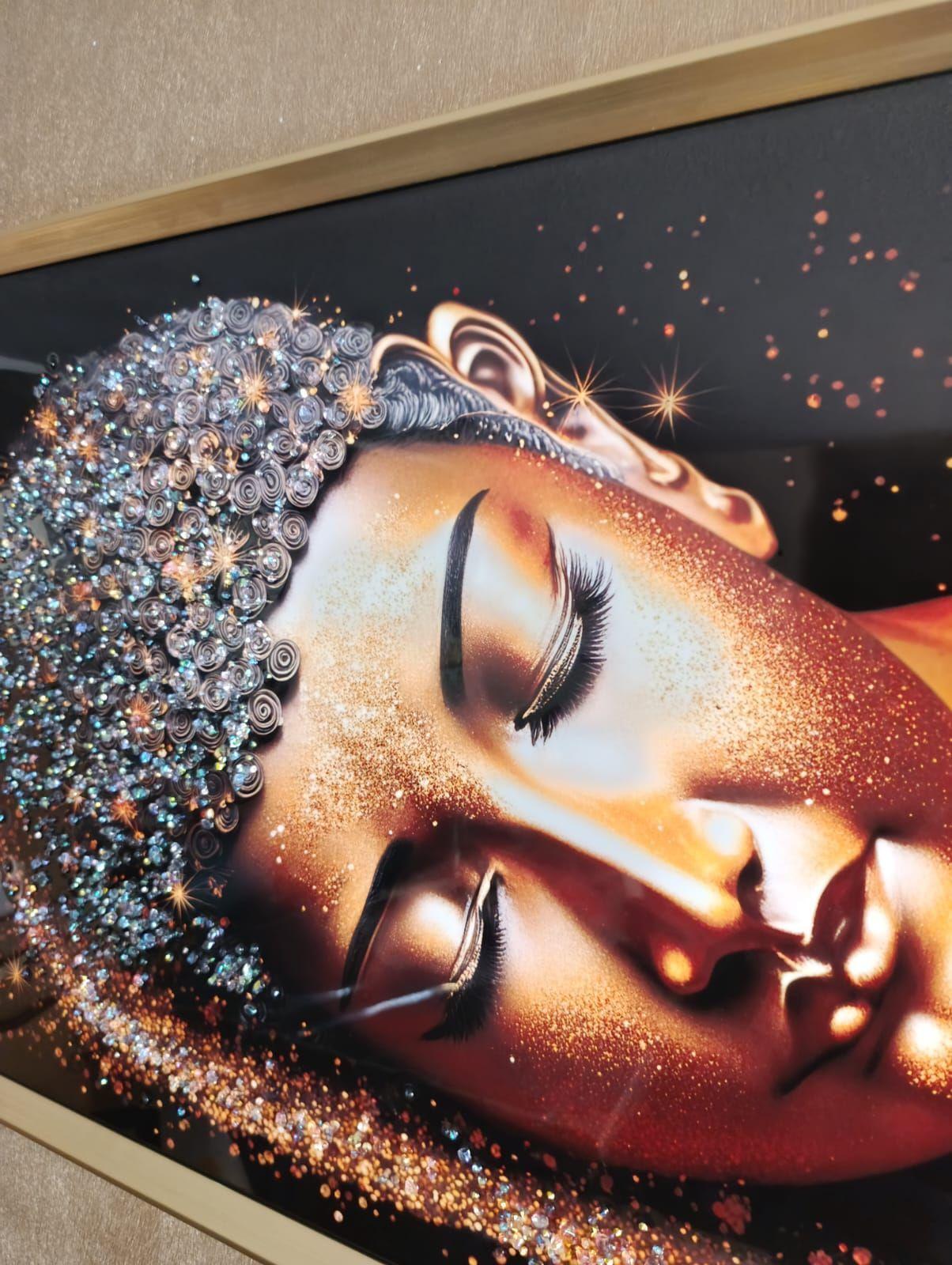 Cuadro Buda Acostado Pintura Diamond Marc Dorado 121x61x3cm-6