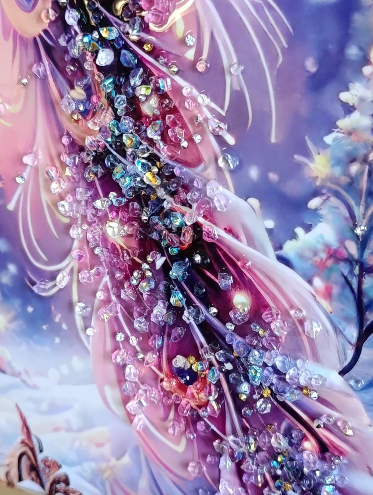 Cuadro Pavos Reales Snow, Pintura Estilo Diamond, 91x61x3cm-5