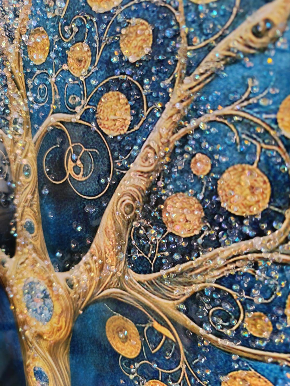 Cuadro Árbol De La Vida, Multicolor, Marco Dorado 80x80x3cm-4